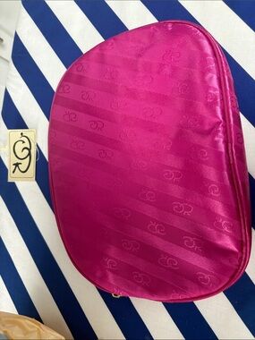 Oscar de la Renta Hot Pink Satin Cosmetic Pouch vintage